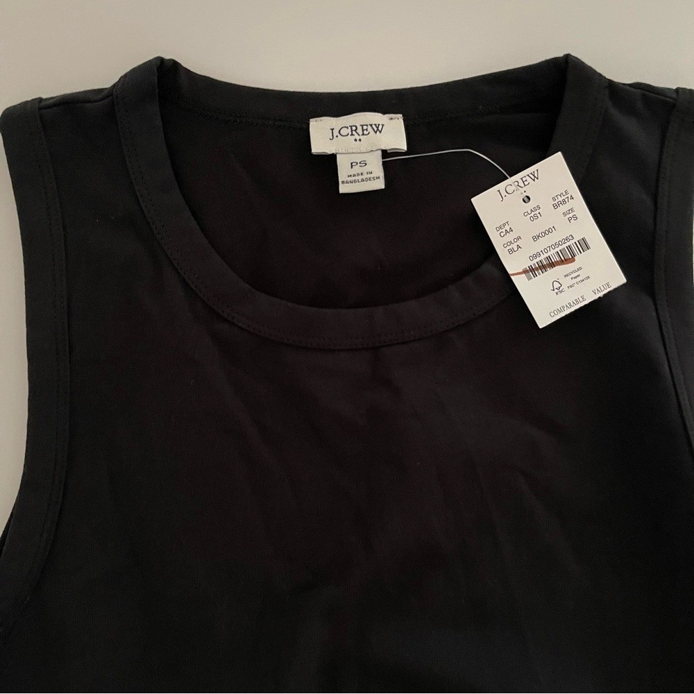 J Crew Factory Black Long Stretchy Relaxed Fit Pockets Sleeveless Dress PS - Picture 4 of 8